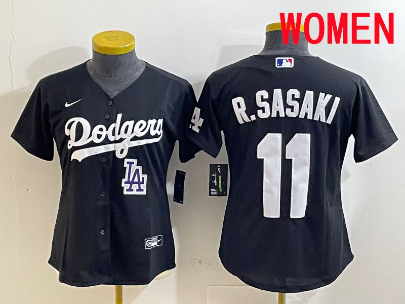 Women Los Angeles Dodgers #11 R.Sasaki Black Game 2025 Nike MLB Jersey style 6